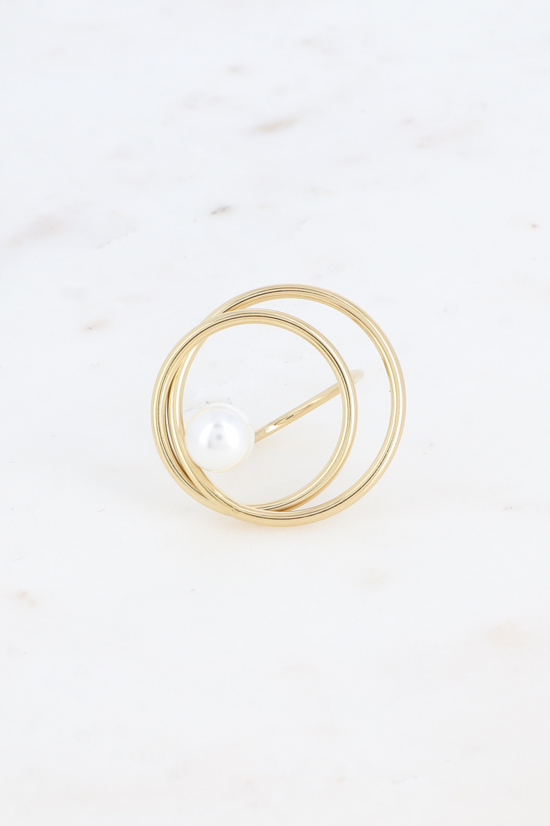 Großhändler Bohm - Ring – Doppelkreis und Perlenperle