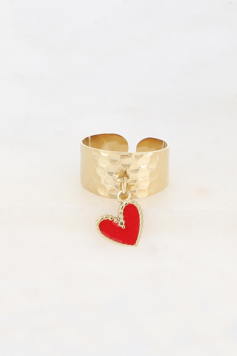 Großhändler Bohm - Ring – gehämmerter Ring und emaillierte Herzquaste