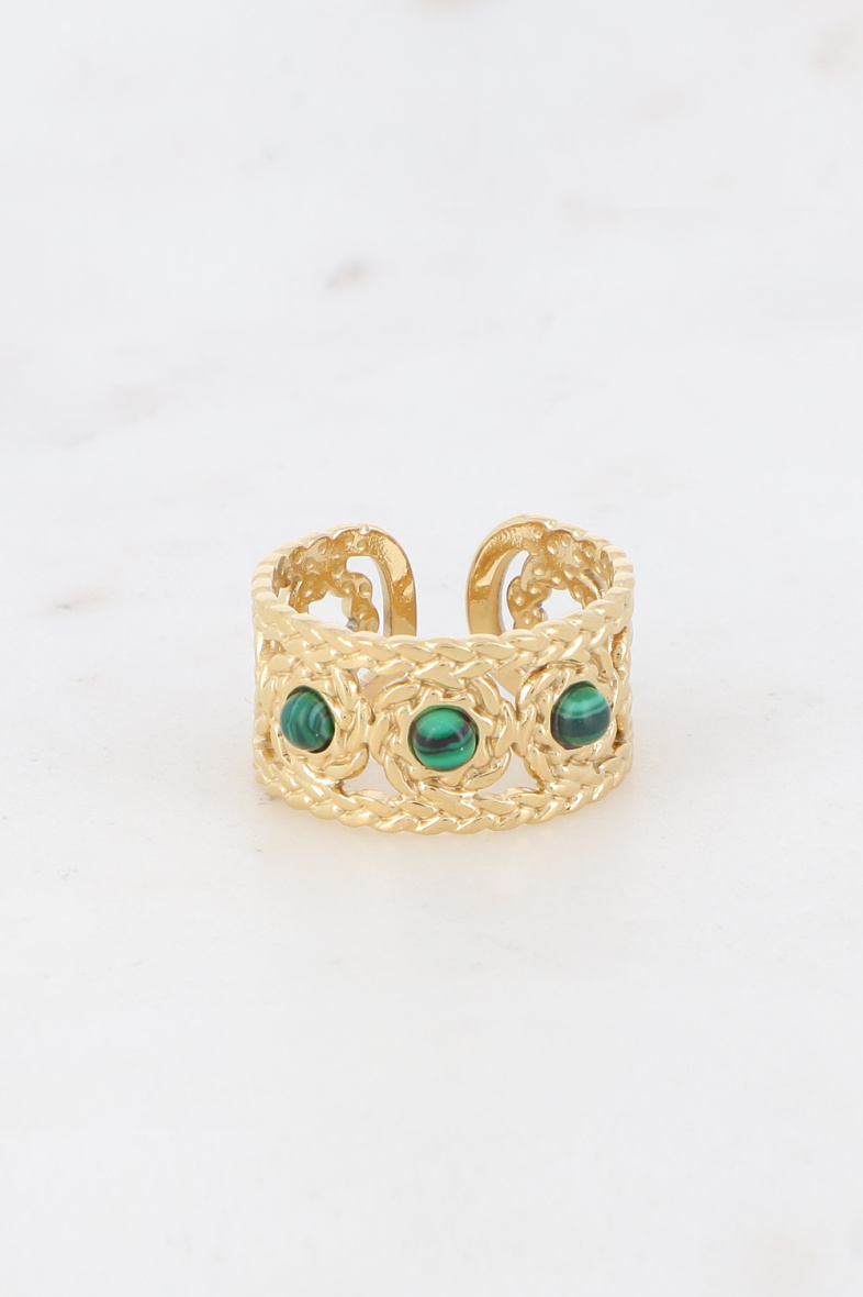 Mayorista Bohm - Anillo - anillo efecto trenzado con piedras naturales redondas