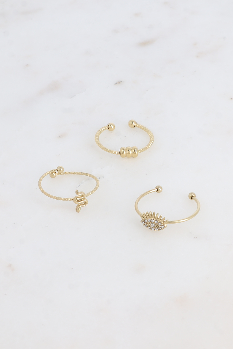 Grossiste Bohm - Set de 3 bagues - serpent, 3 boules et oeil