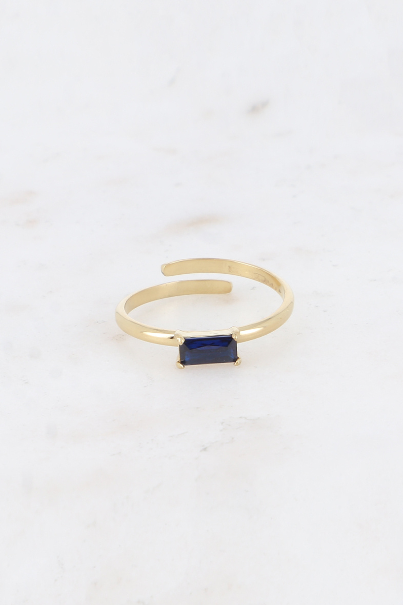 Großhändler Bohm - Ring – Edelstahl mit rechteckigem Kristall