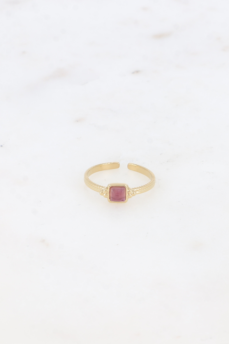 Großhändler Bohm - Feiner Ring – quadratischer Naturstein und 3 Körnungen