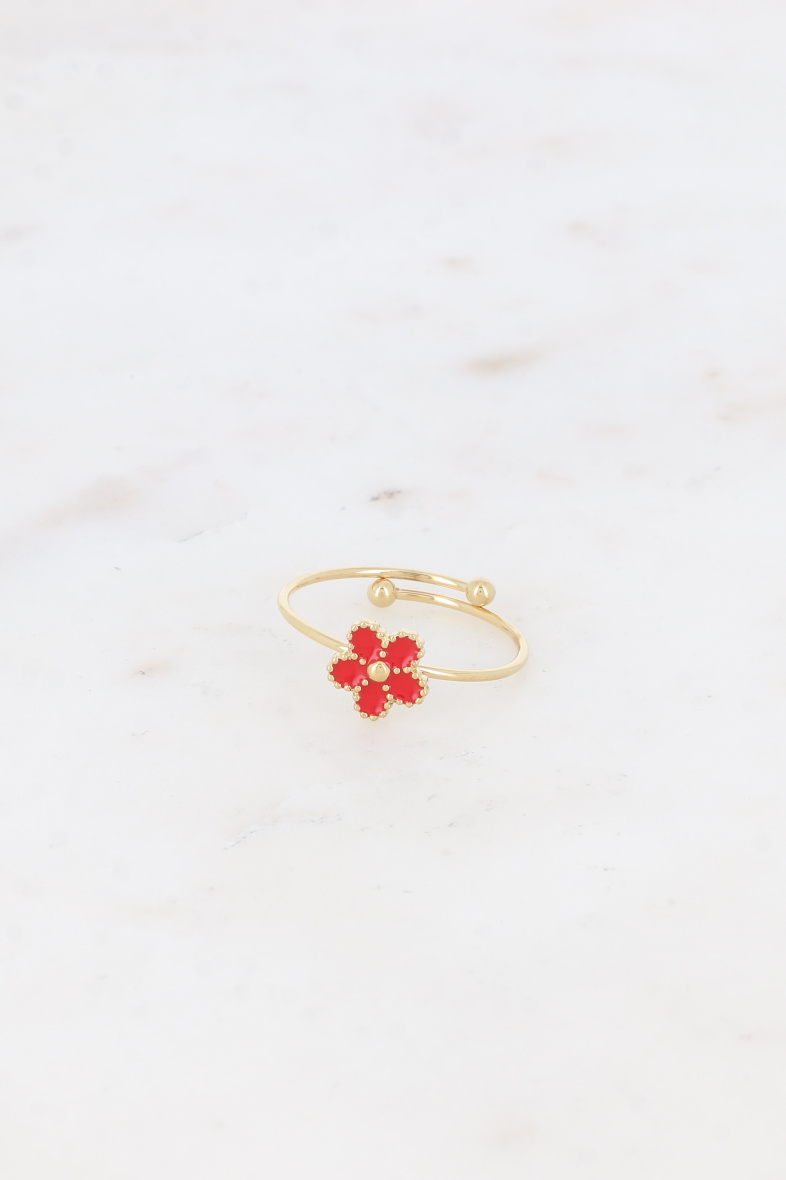 Großhändler Bohm - Feiner Ring - Emaille-Blumenanhänger