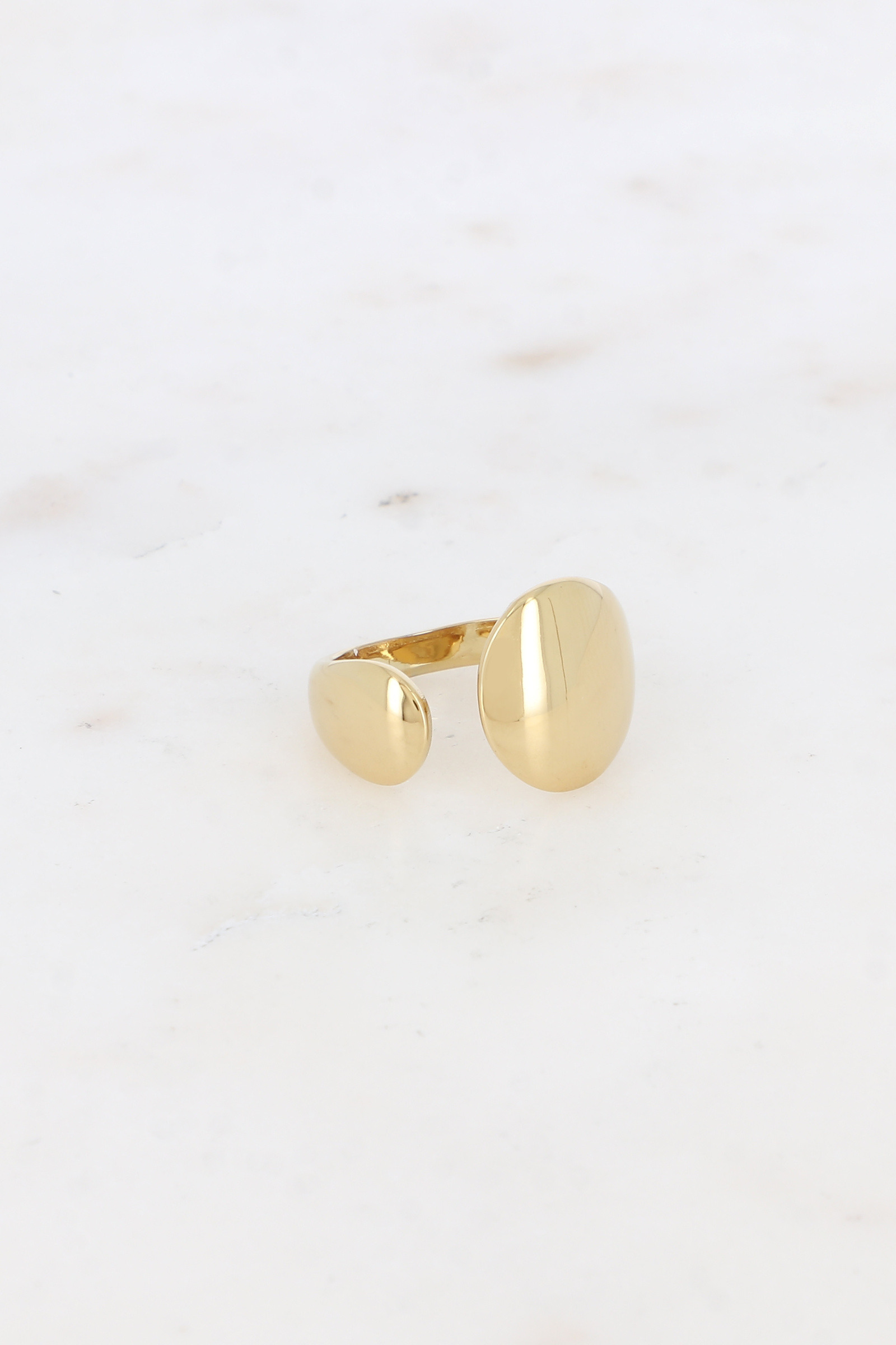 Grossiste Bohm - Bague ouverte - 2 formes arrondies, plates et lisses
