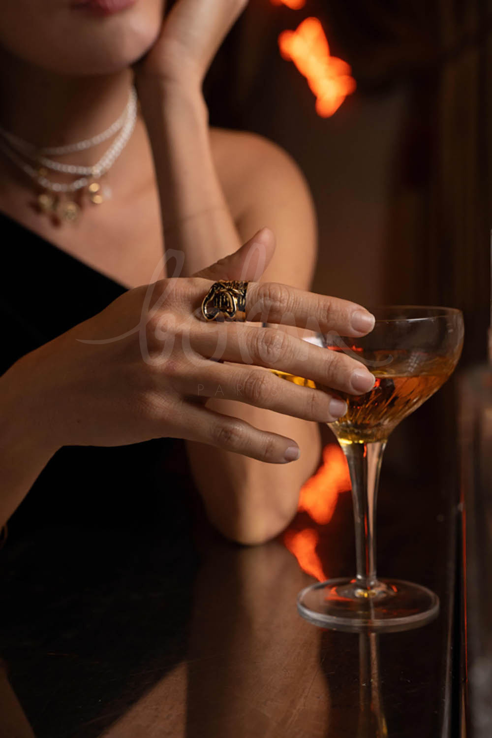Grossiste Bohm - Bague pampille Thècla - pendentif coeur ajouré