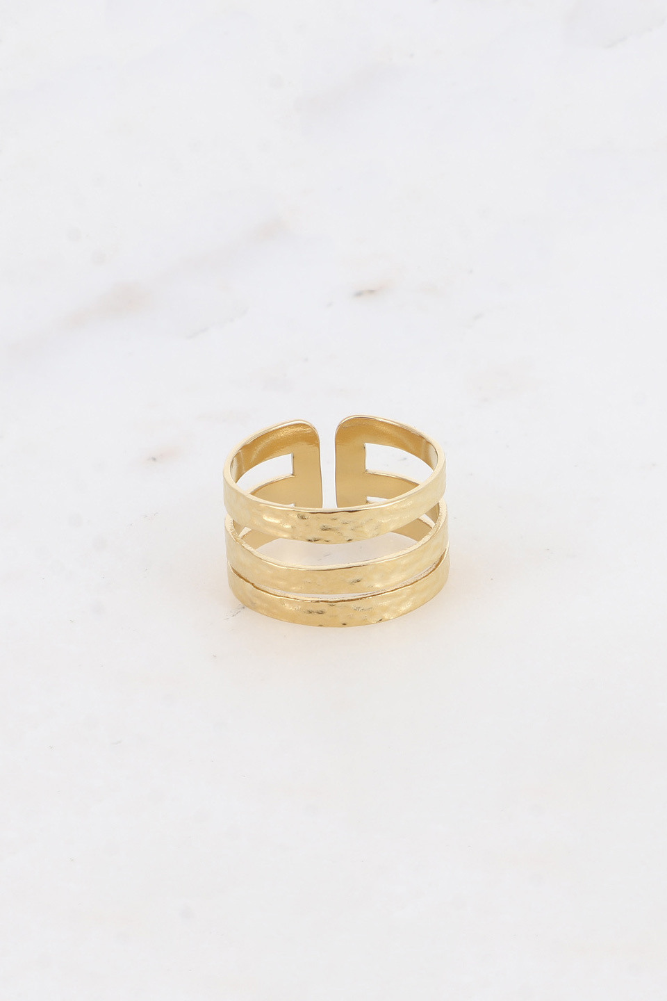 Wholesaler Bohm - Ring - 3 rows, hammered ring