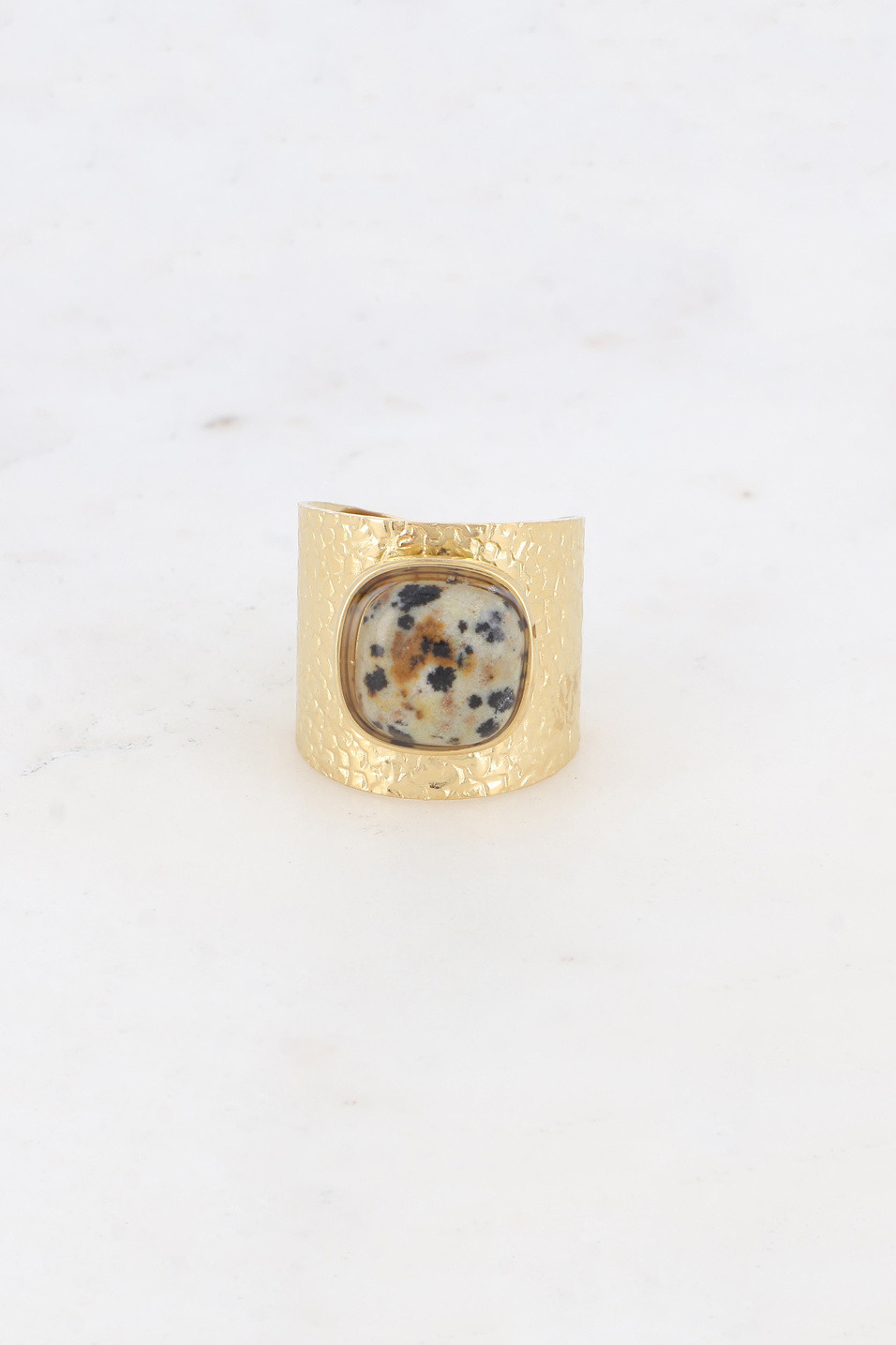 Wholesaler Bohm - Wide ring - tortoiseshell effect, square cabochon and enamel - T58