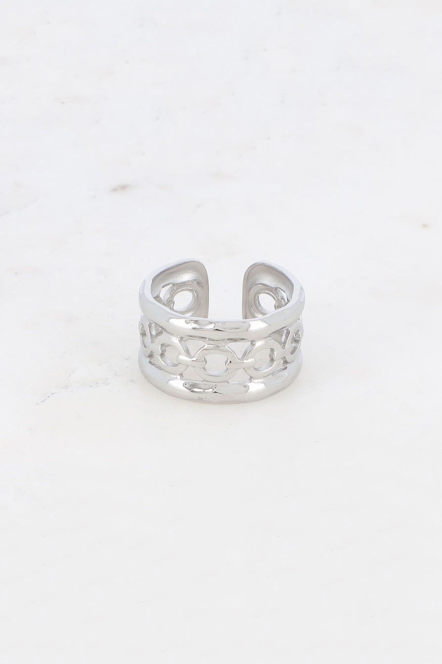 Mayorista Bohm - Anillo ancho - efecto malla calada y martillada