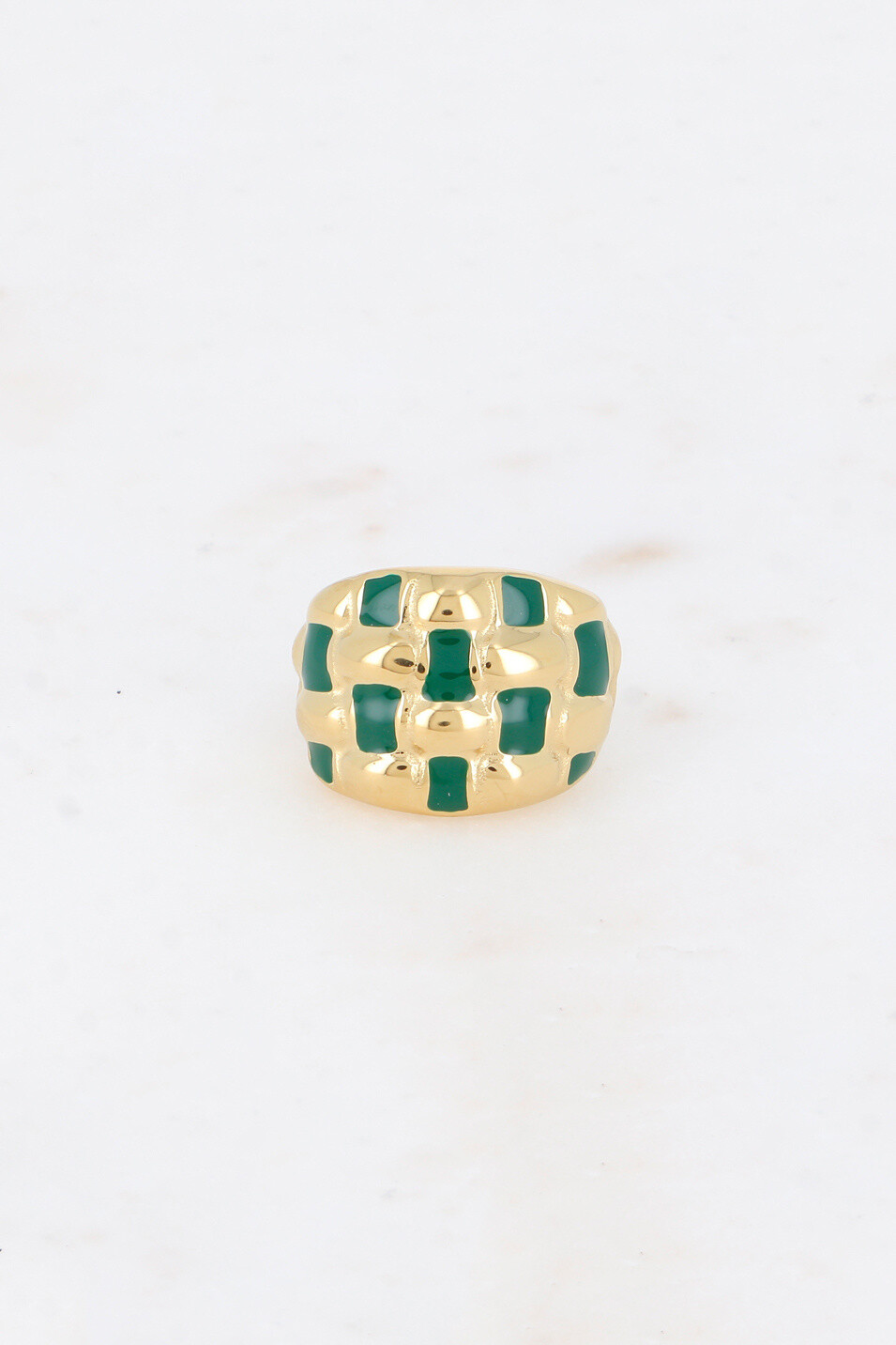 Großhändler Bohm - Ring – gewölbte und quadratische Form mit Emaille
