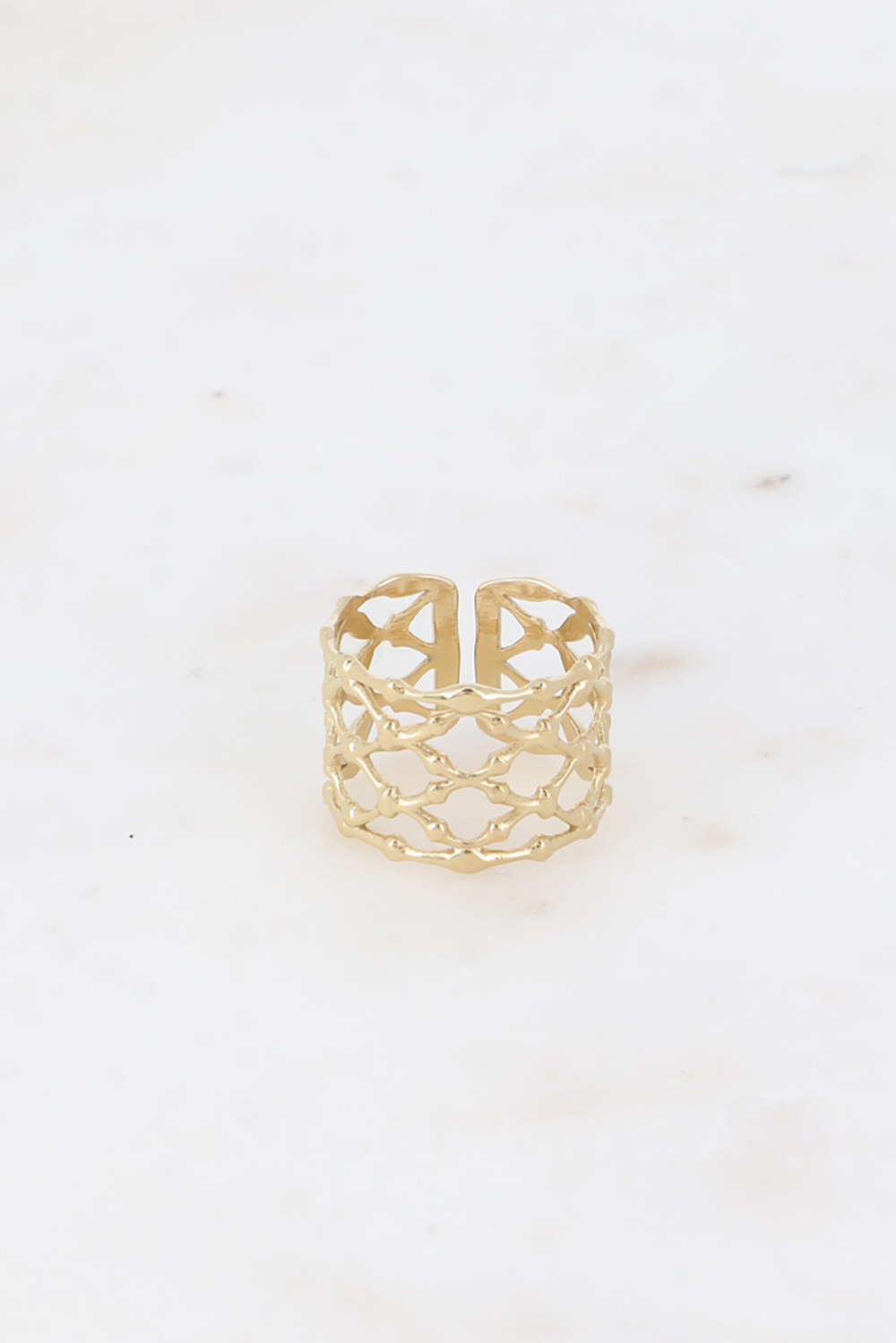 Großhändler Bohm - Breiter Ring – durchbrochener quadratischer Ring