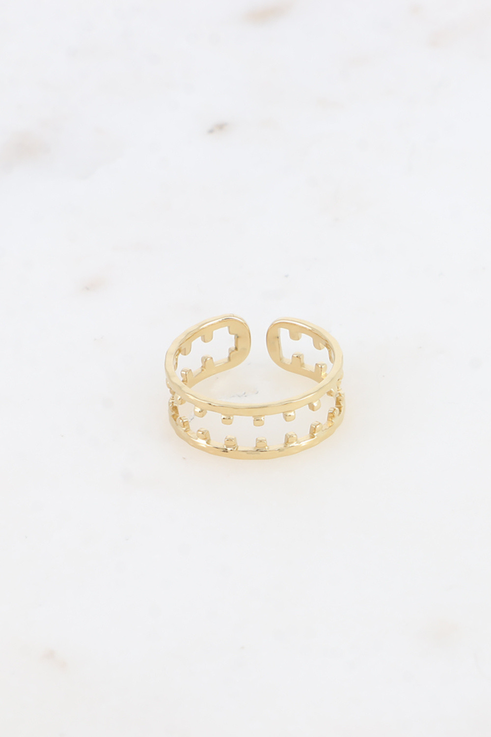 Grossiste Bohm - Bague - 2 anneaux, lisses avec petits carrés