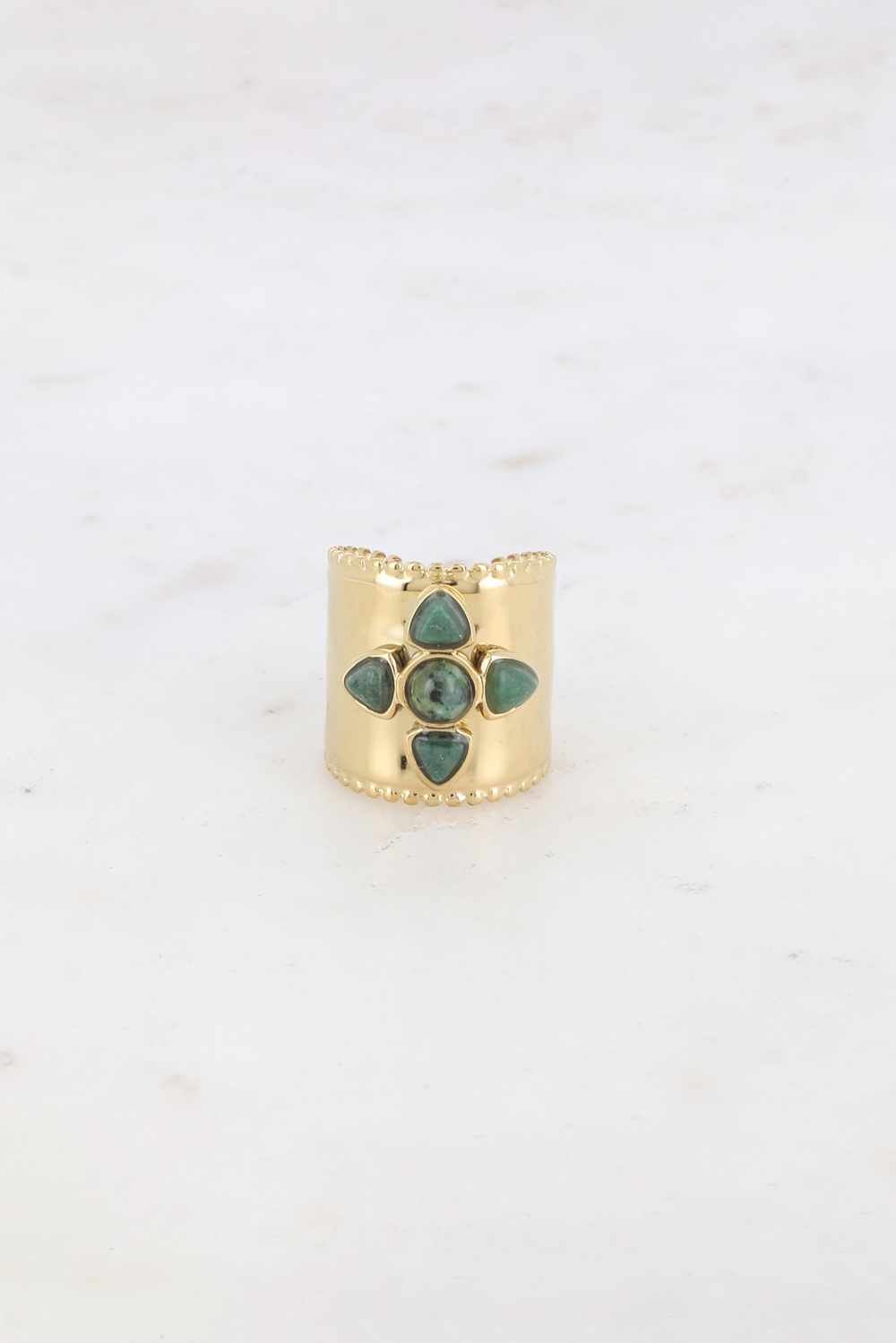 Grossiste Bohm - Bague Amani - 5 pierres naturelles effet fleur