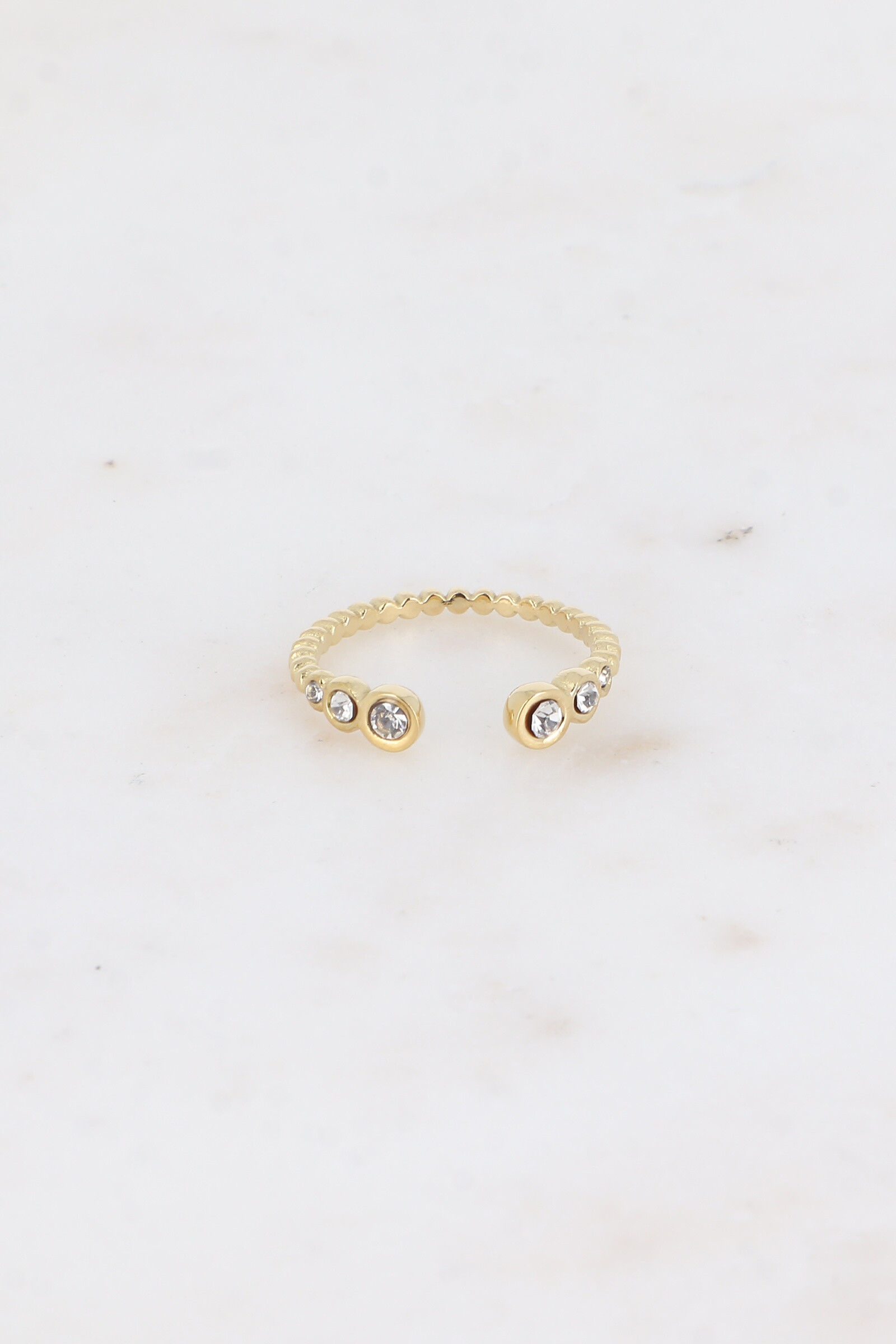 Großhändler Bohm - Offener Ring - Kugelring mit Zirkoniumoxiden