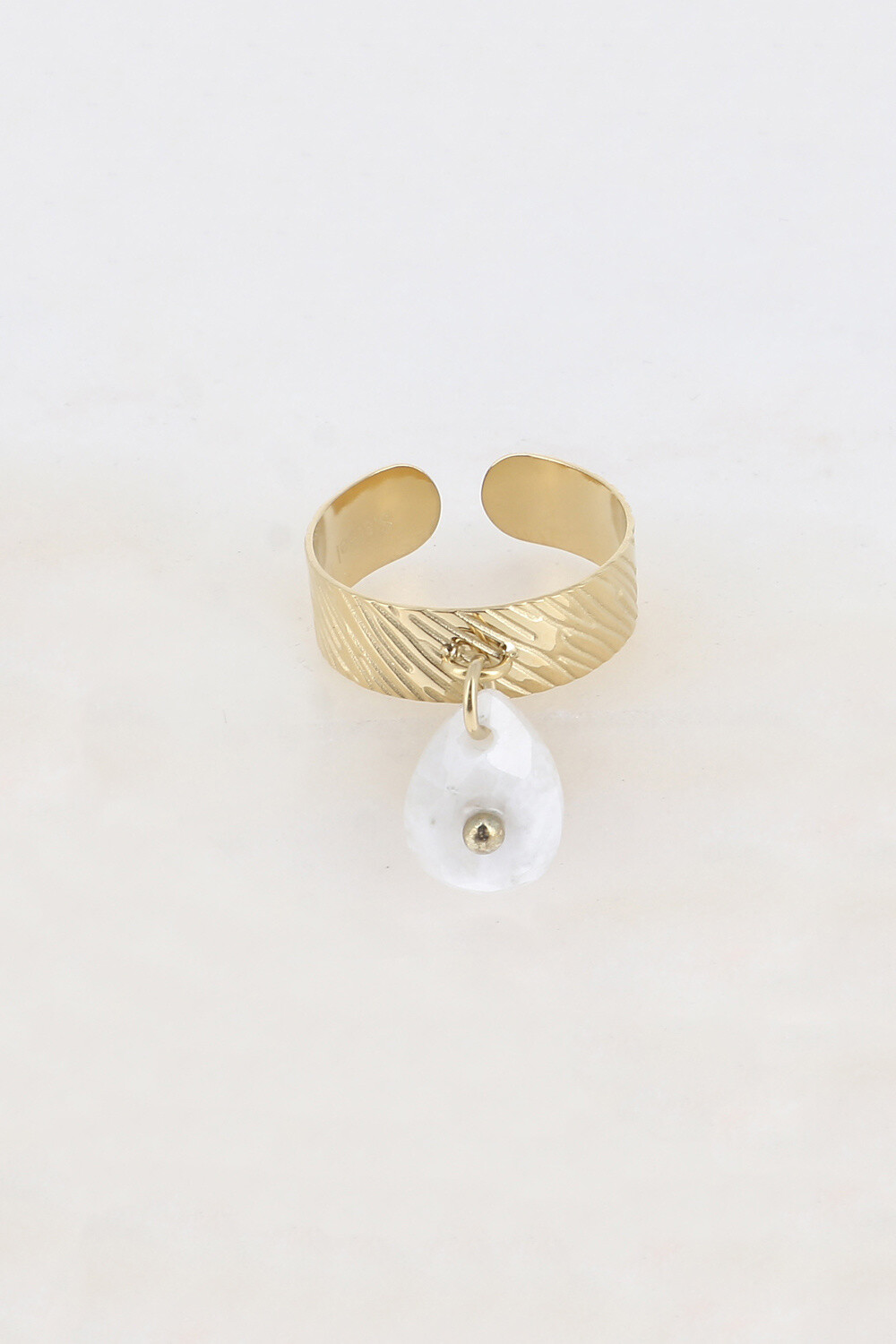 Grossiste Bohm - Bague Uriel - pampille pierre naturelle goutte et boule