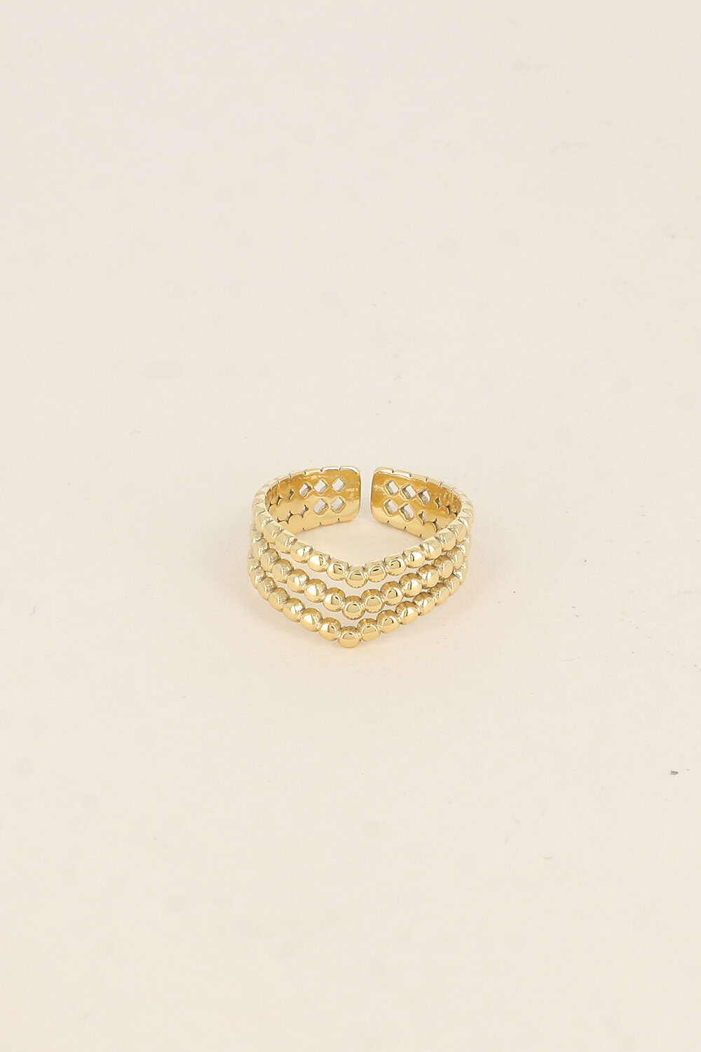 Grossiste Bohm - Bague - 3 rangs effet milgrain formant un V