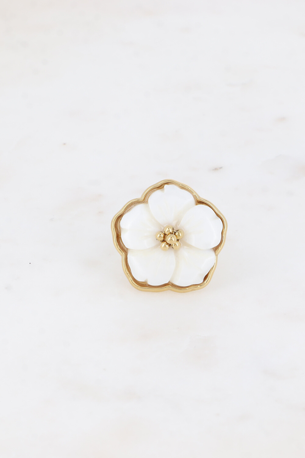 Großhändler Bohm - Ring - große Perlmuttblume 26mm