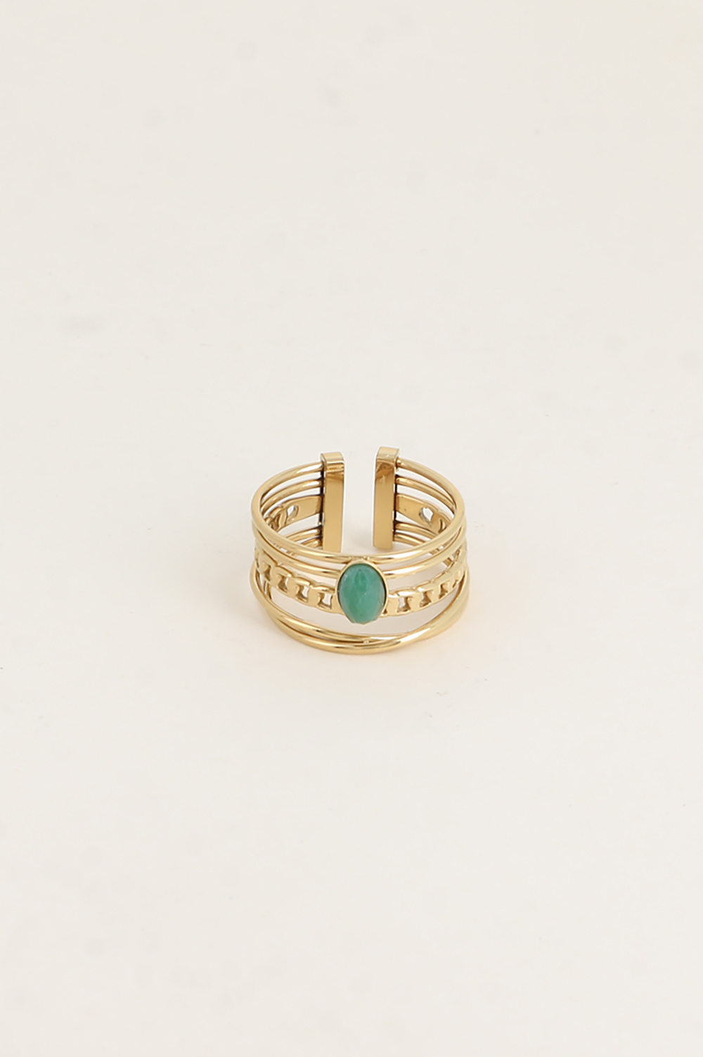 Mayorista Bohm - Anillo - 5 aros con una piedra natural ovalada