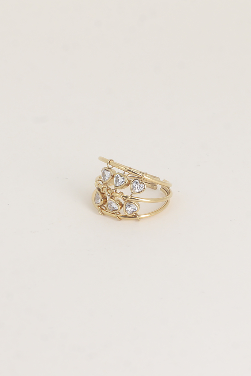 Großhändler Bohm - Ring - 3 Ringe und herzförmige Zirkonia