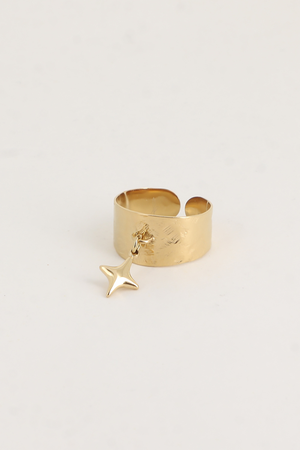 Mayorista Bohm - Anillo - banda con efecto cepillado y colgante en forma de estrella