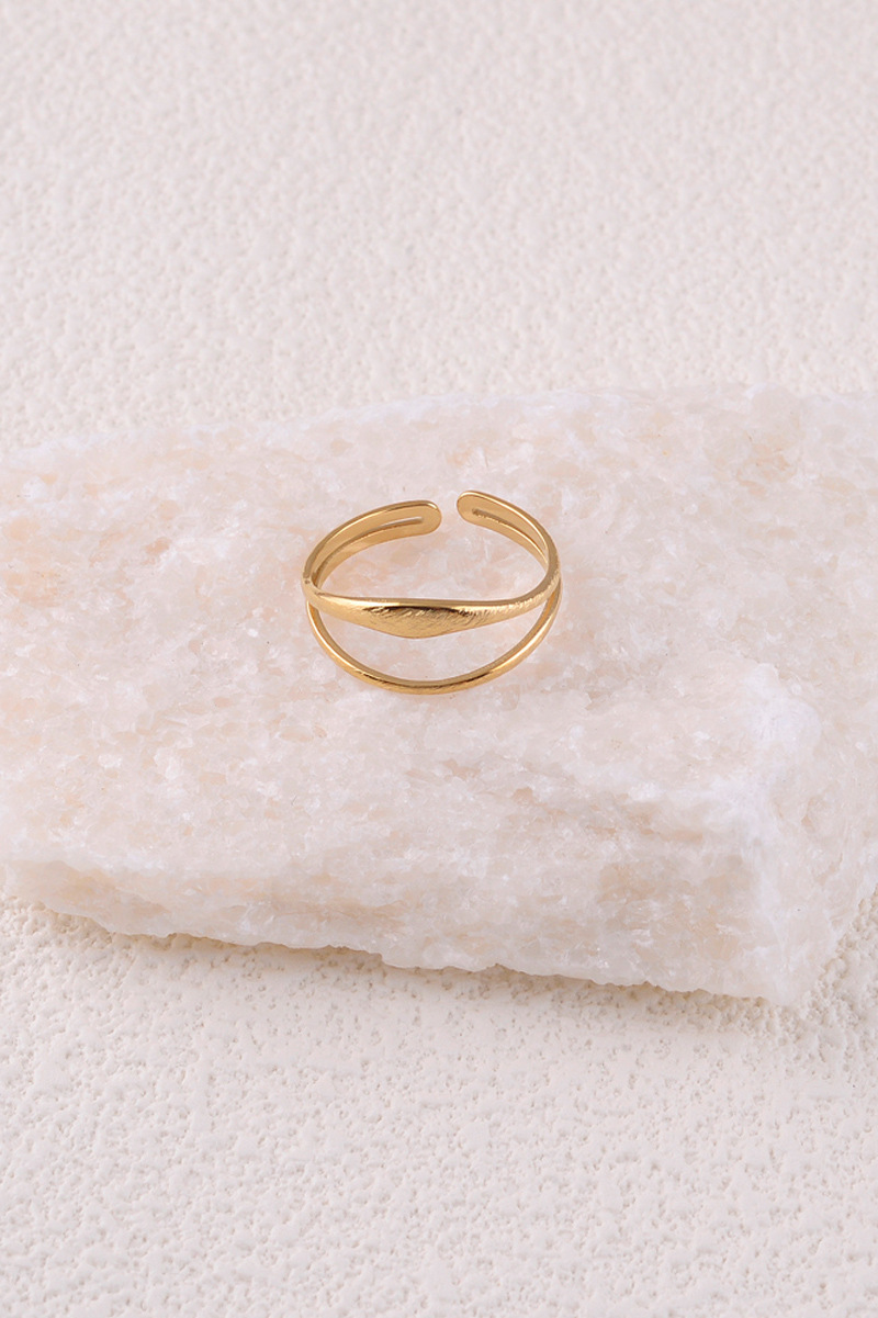 Grossiste Bohm - Bague - 2 anneaux fins effet brossé mat