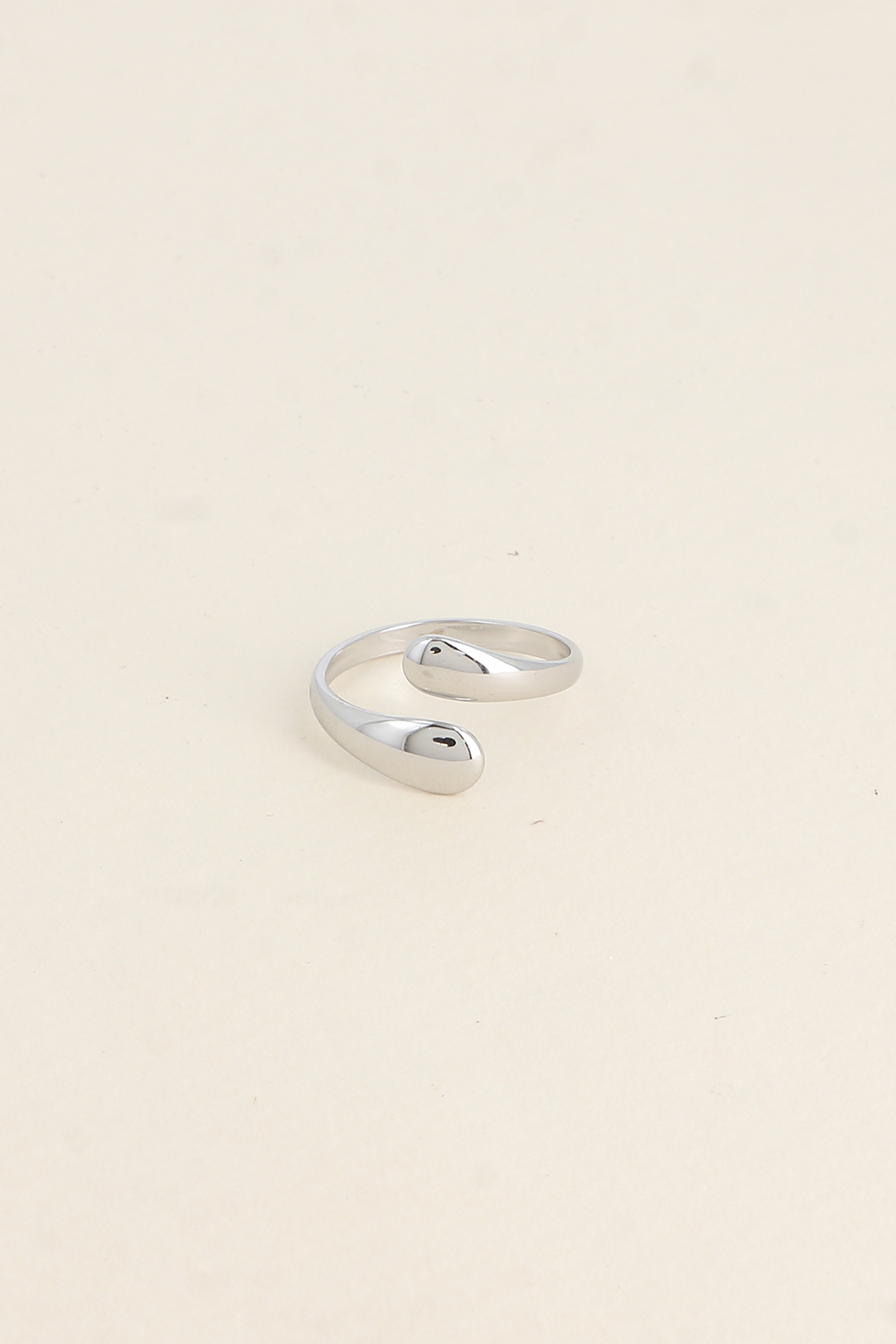 Grossiste Bohm - Bague ouverte - 2 formes bombées lisses, horizontales