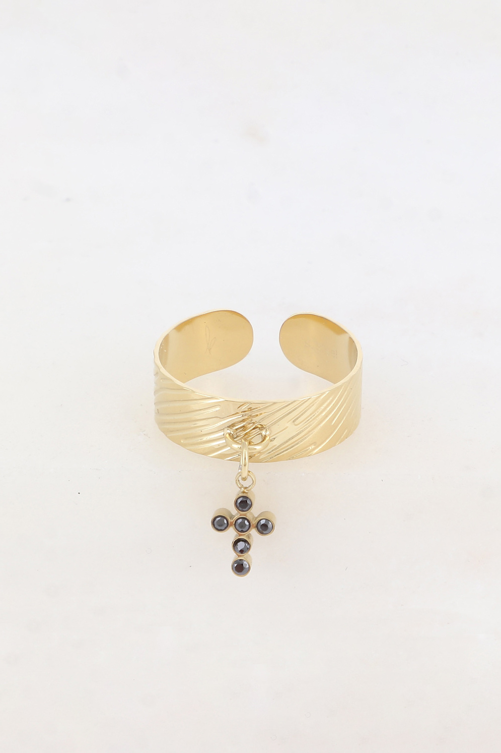 Grossiste Bohm - Bague Cross - zébré, croix et oxydes de zirconium