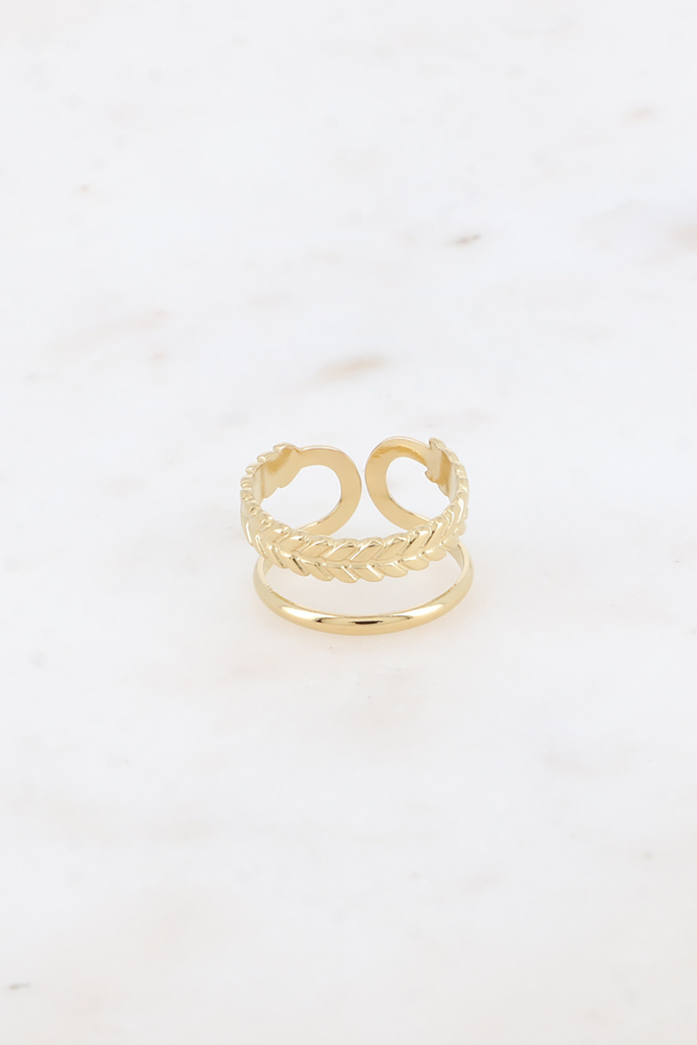 Grossiste Bohm - Bague - 2 rangs, épi et lisse