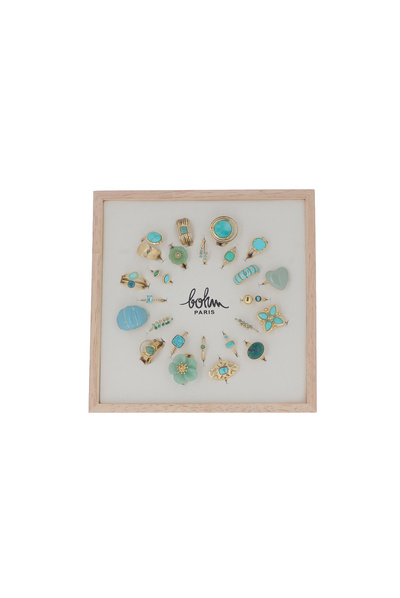Mayorista Bohm - Juego de 24 anillos - dorado turquesa - soporte de exhibición incluido Mayorista Bohm - Juego de 24 anillos - dorado turquesa - soporte de exhibición incluido