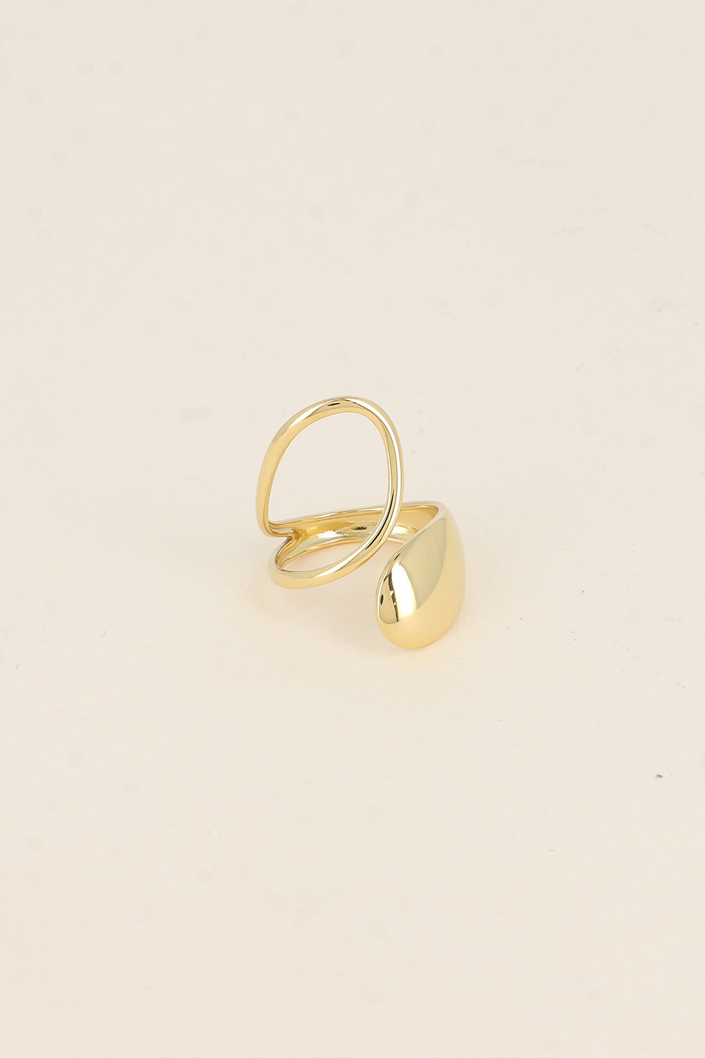 Grossiste Bohm - Bague ouverte - 2 formes lisses dont une ajourée