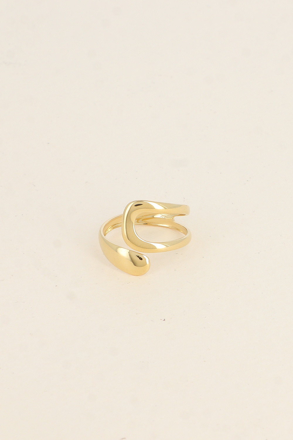 Grossiste Bohm - Bague ouverte - deux formes arrondies, ajourée et pleine