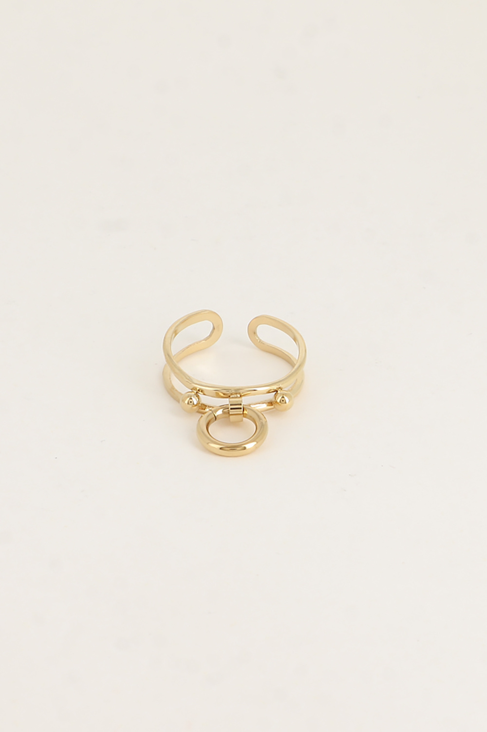 Mayorista Bohm - Anillo - 2 aros, con un aro colgante y dos esferas
