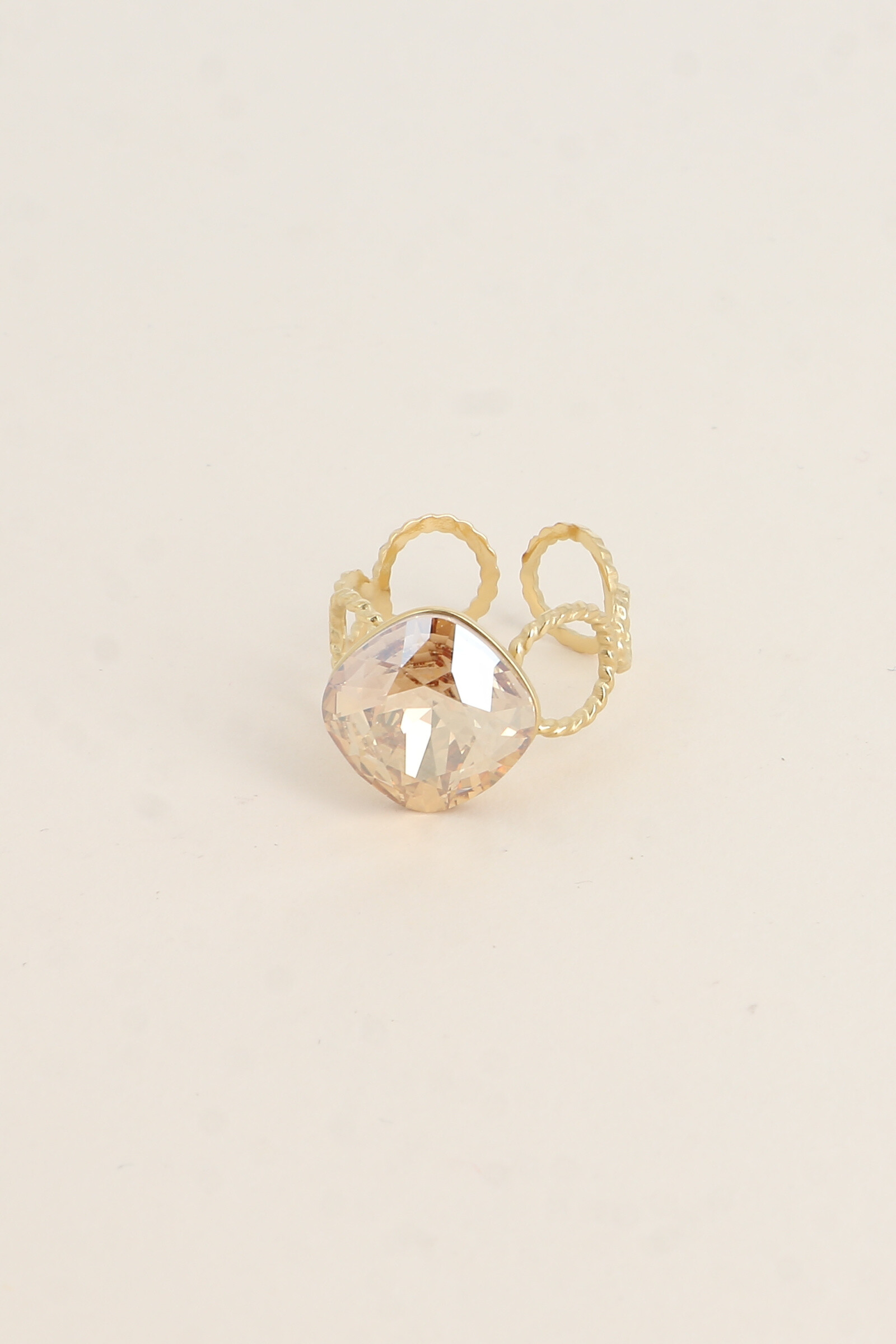 Wholesaler Bohm - Ring - Ring with striated circles and decorated with Swarovski® crystals
