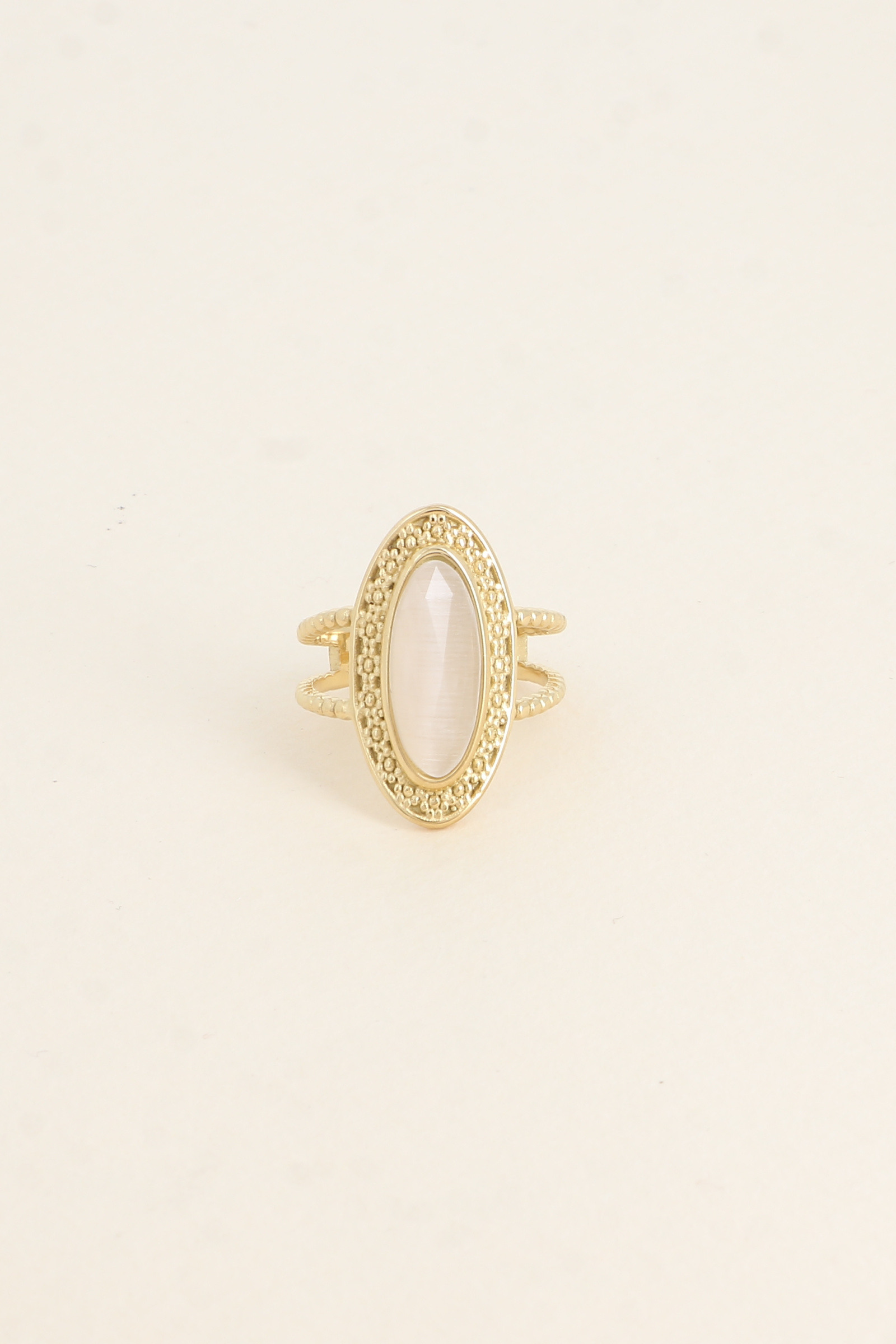 Grossiste Bohm - Bague - pierre oeil de chat, anneau effet milgrain