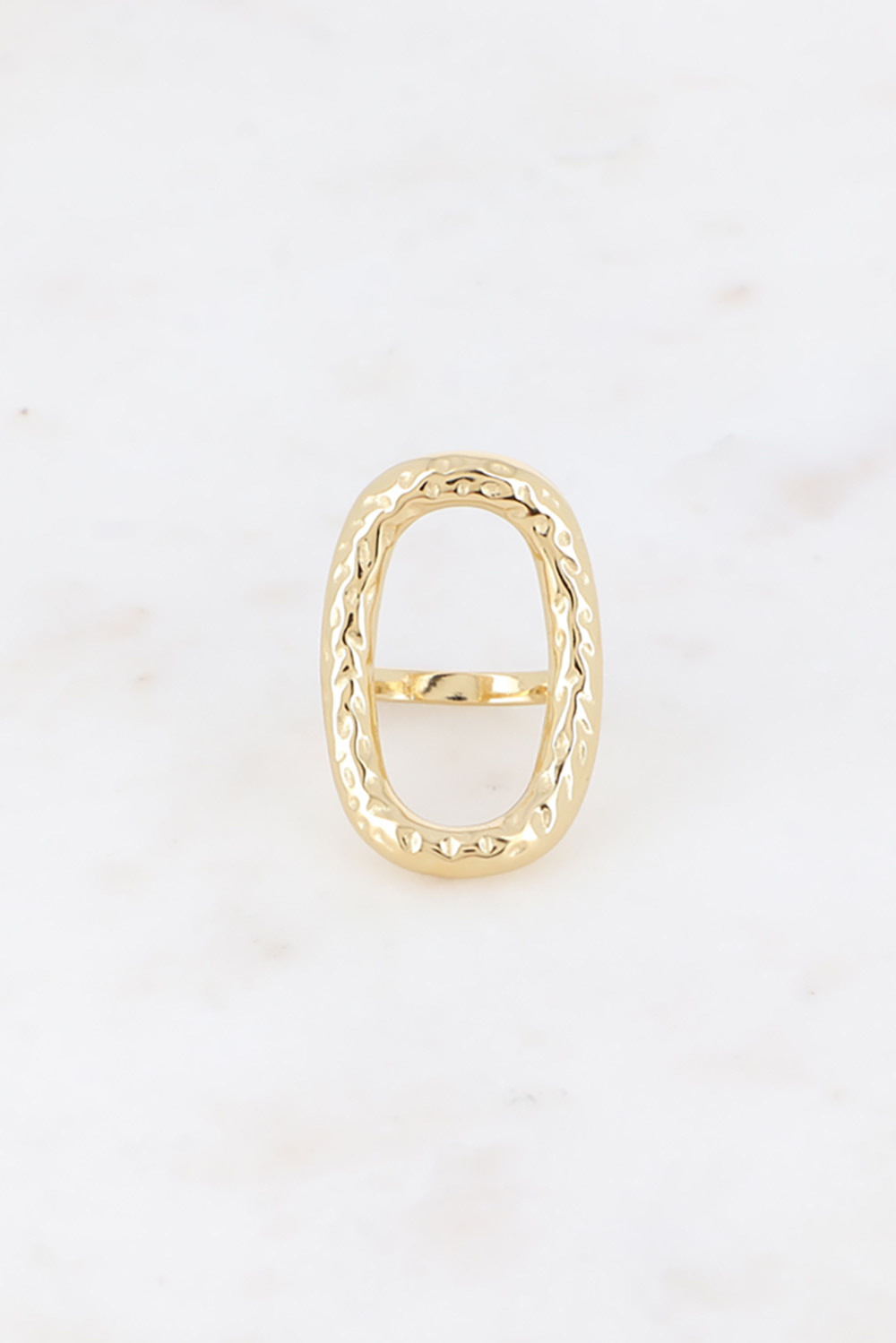 Grossiste Bohm - Bague - grand ovale ajouré et texturé 32mm