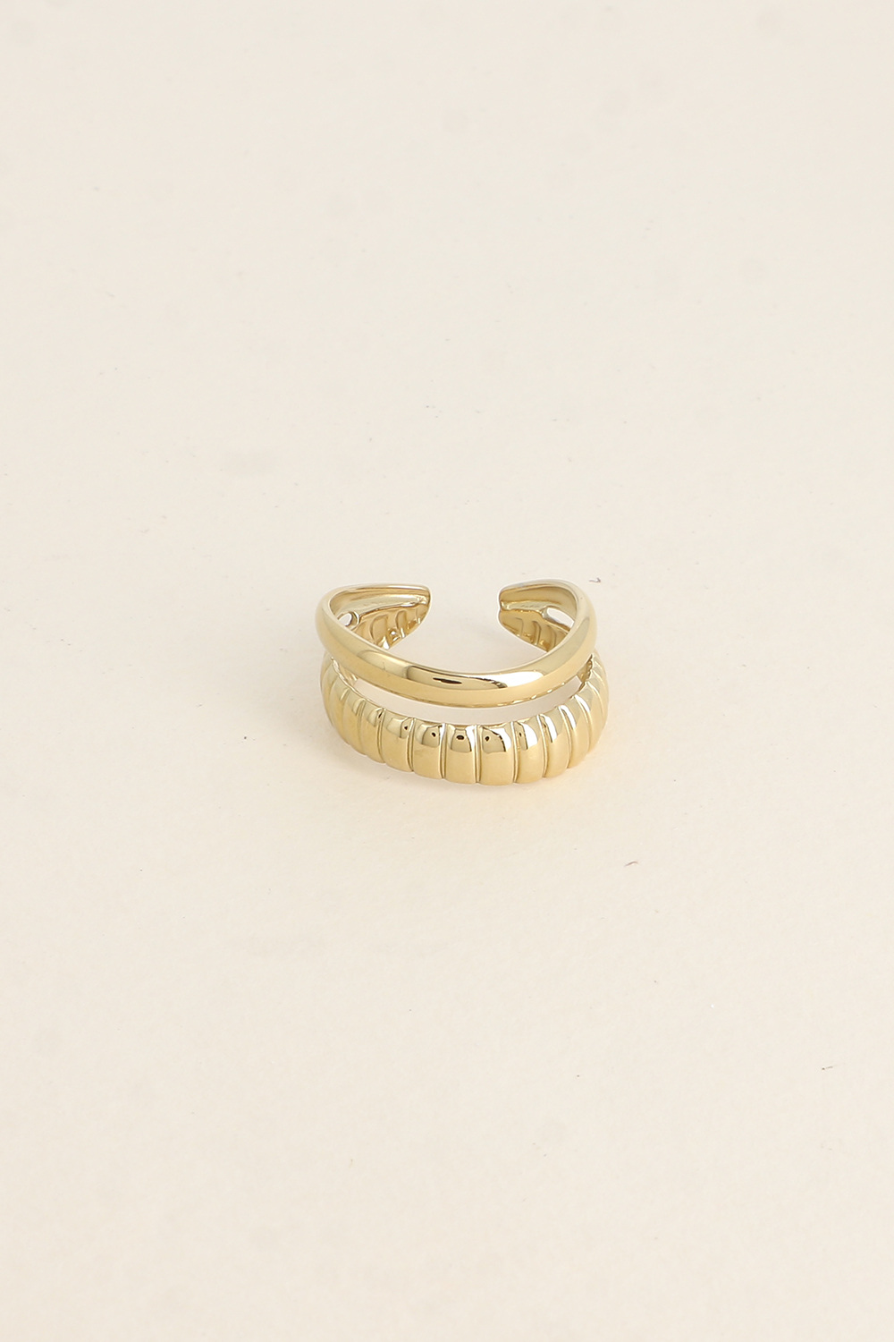 Grossiste Bohm - Bague - 2 rangs ondulés, l'un strié et l'autre lisse