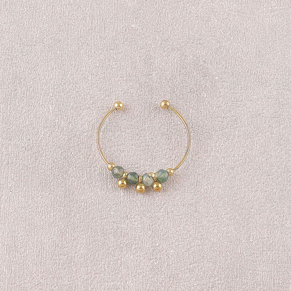 Wholesaler Bohm - Ring - 4 round natural stones and 3 beads