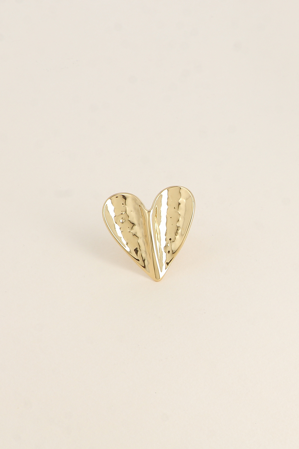 Grossiste Bohm - Bague - grand coeur incurvé et texturé