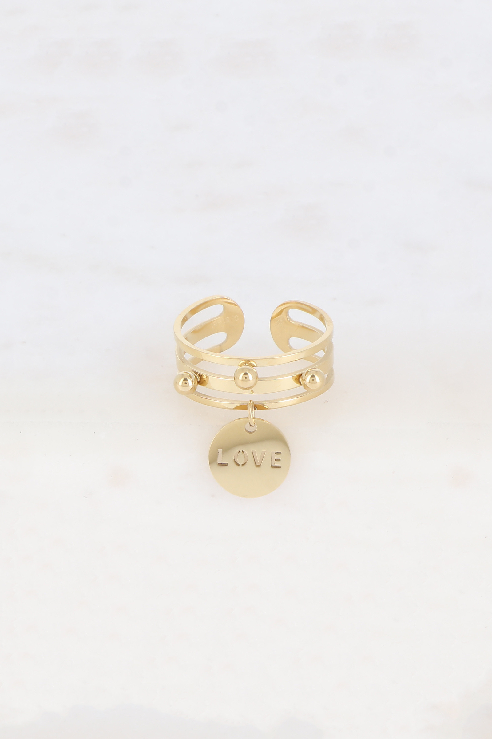 Wholesaler Bohm - Ring - 3 rings, balls and round paddles with openwork love