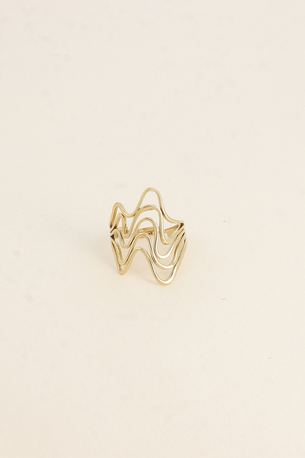 Grossiste Bohm - Bague large - 5 anneaux ondulés