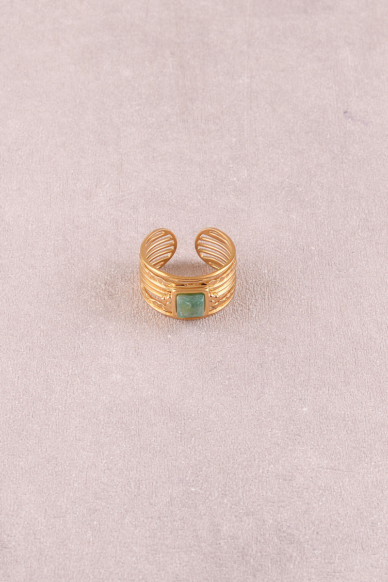 Mayorista Bohm - Anillo - banda ancha con piedra natural cuadrada