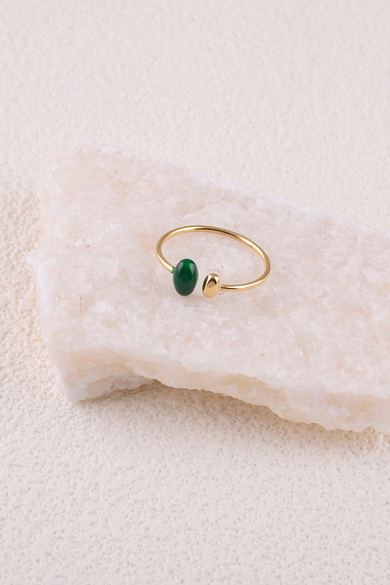 Grossiste Bohm - Bague ouverte - double ovale et émail pailleté