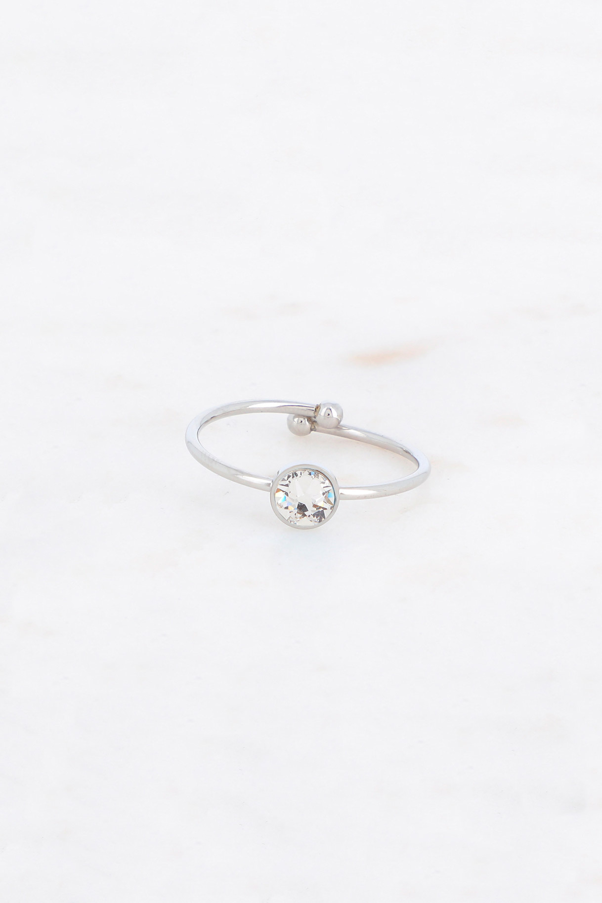 Grossiste Bohm - Bague fine Ally rhodium - ornée de cristaux de Swarovski®