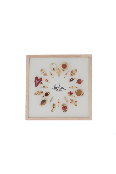 Mayorista Bohm - Juego de 24 anillos - dorado rojo - soporte de exhibición incluido Mayorista Bohm - Juego de 24 anillos - dorado rojo - soporte de exhibición incluido
