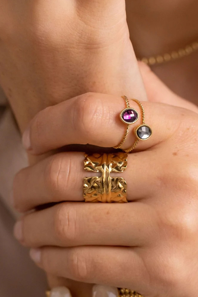Mayorista Bohm - Anillo Jaylon - efecto mimbre tejido y barras