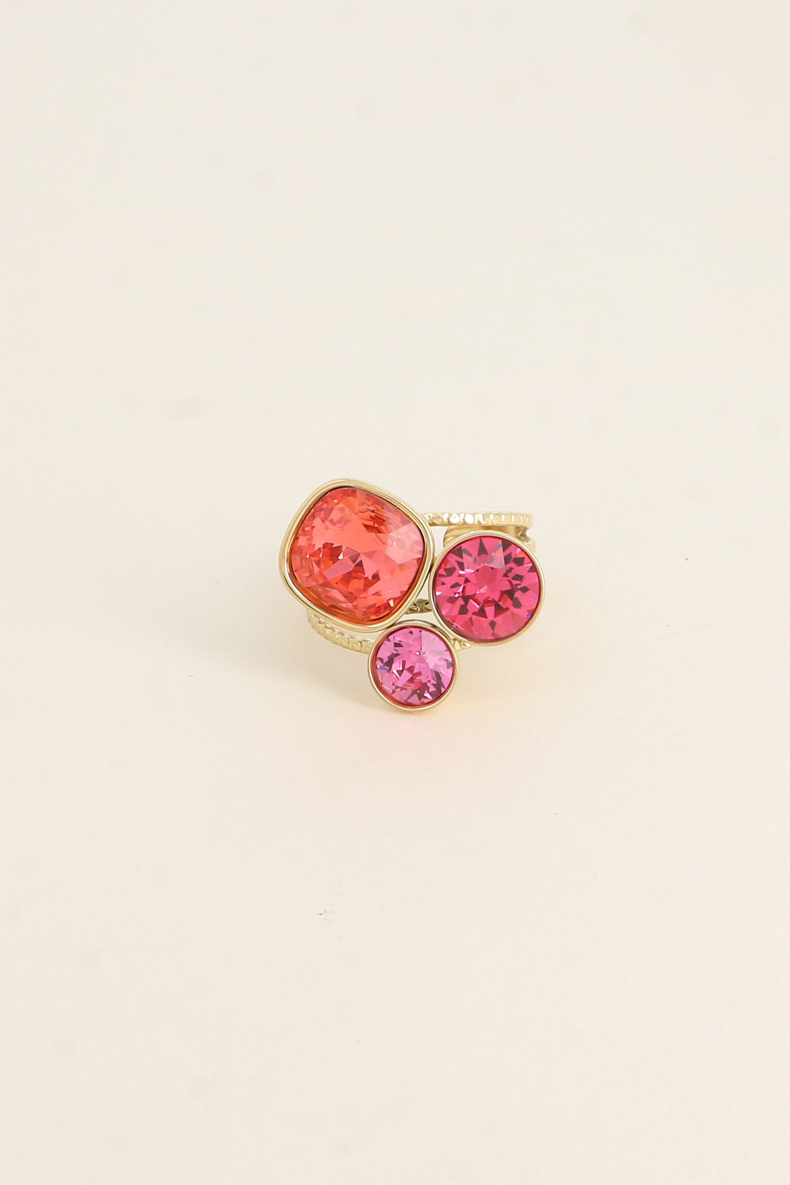 Wholesaler Bohm - Golden trilogy ring decorated with Swarovski® crystals