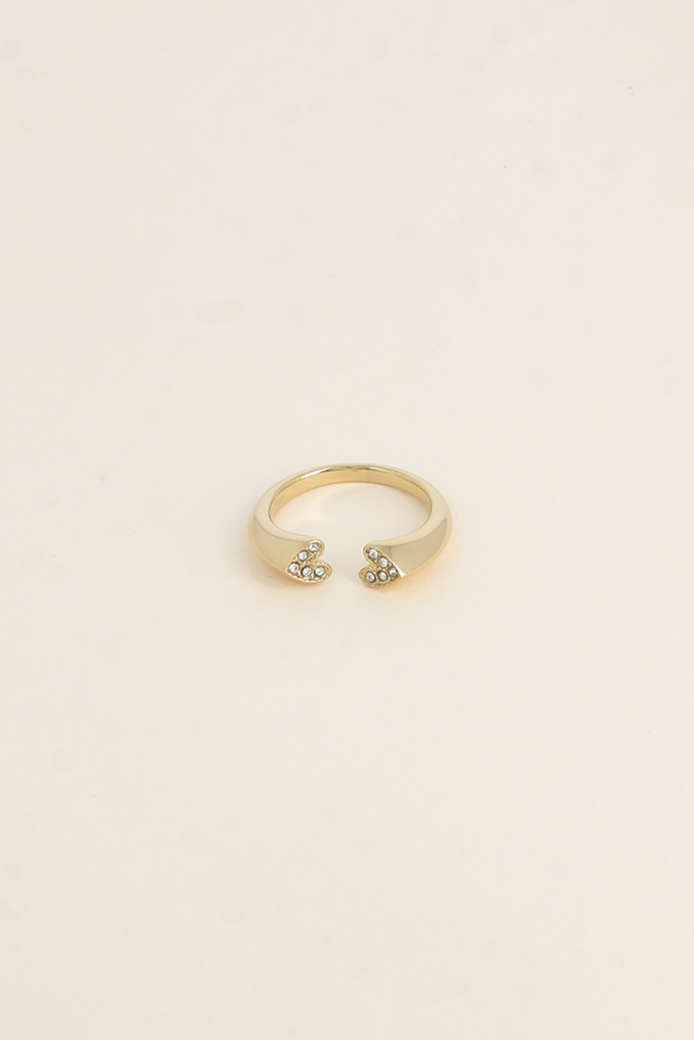 Mayorista Bohm - Anillo abierto - dos corazones planos y óxidos de circonio