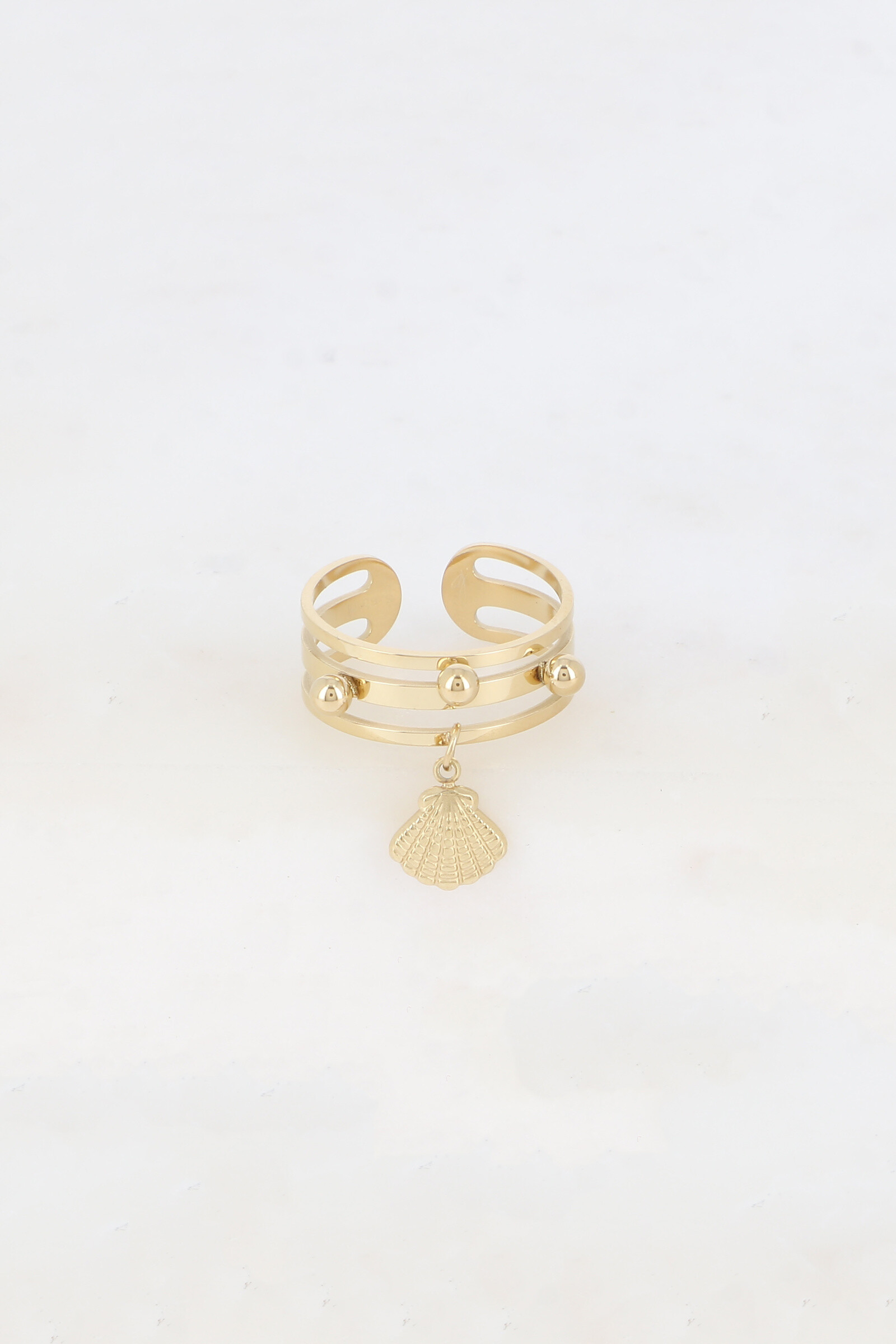 Großhändler Bohm - Ring – 3 Ringe, Kugeln und Muschelquaste