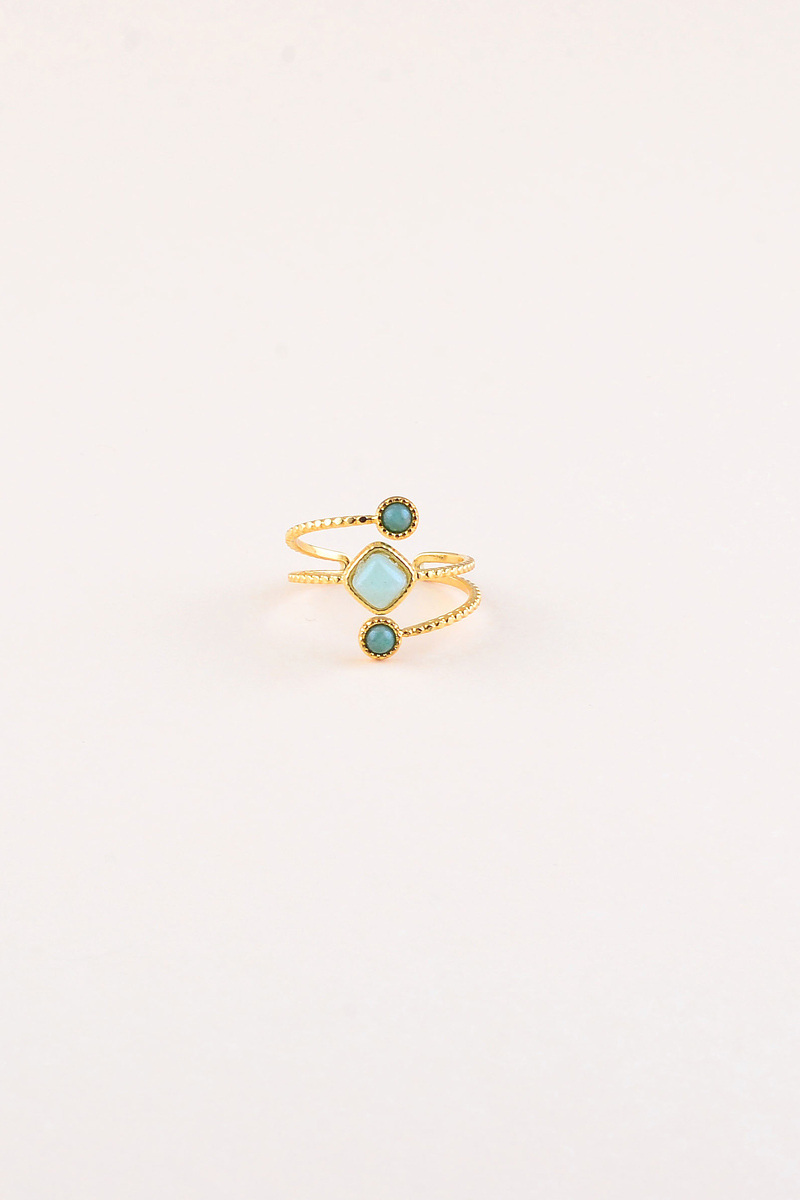 Grossiste Bohm - Bague - 3 anneaux et 3 pierres naturelles