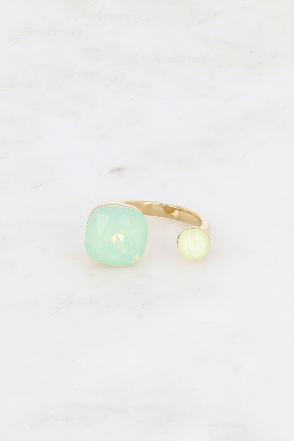Wholesaler Bohm - Golden Beata Ring - decorated with 2 Swarovski® crystals