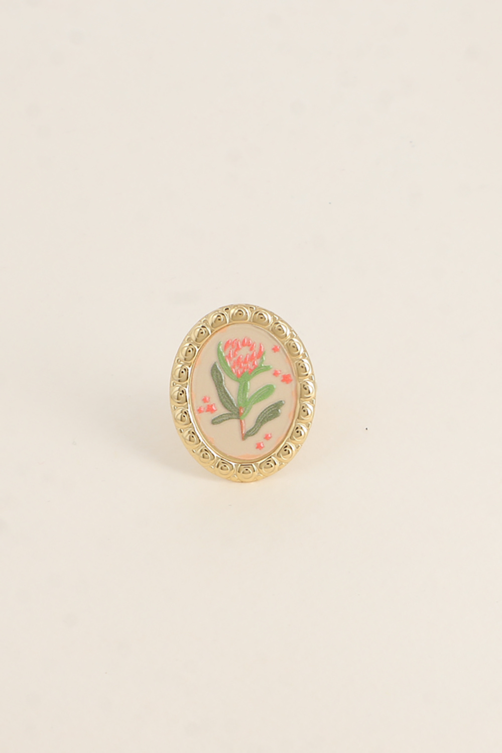 Mayorista Bohm - Anillo - medallón con una flor esmaltada